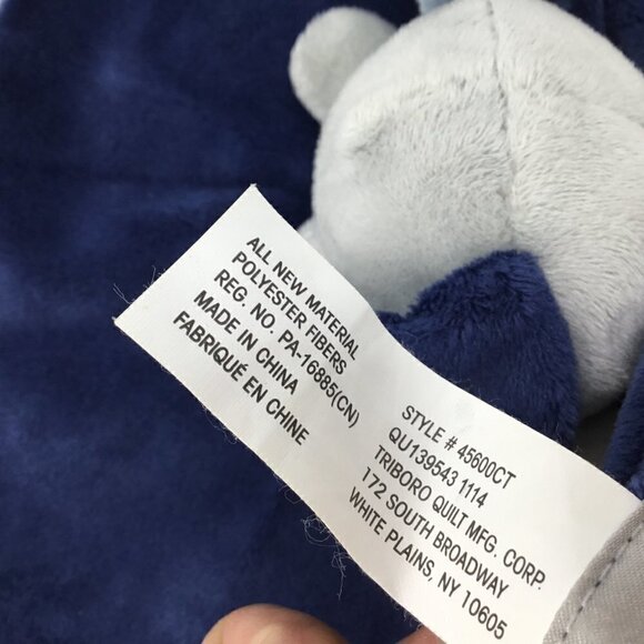 Elephant Navy Blue Cuddle Time Lovey Security Blanket Knotted Gray Satin Plush - Picture 7 of 7